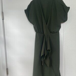 Cupshe, Live Life on The Beach, V-Neck Ruffle High-Low Dress,‎ Olive, Small, NWT